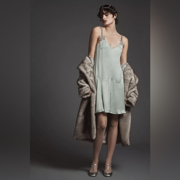 NWT! Anthropologie Corey Lynn Calter Bow Strap Silky Mini Dress ☁️ - Picture 5 of 9